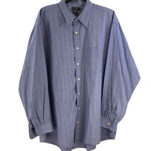 Vintage J. Crew Men's XL Cotton Glen Blue Button Down Long Sleeve Shirt Y2K